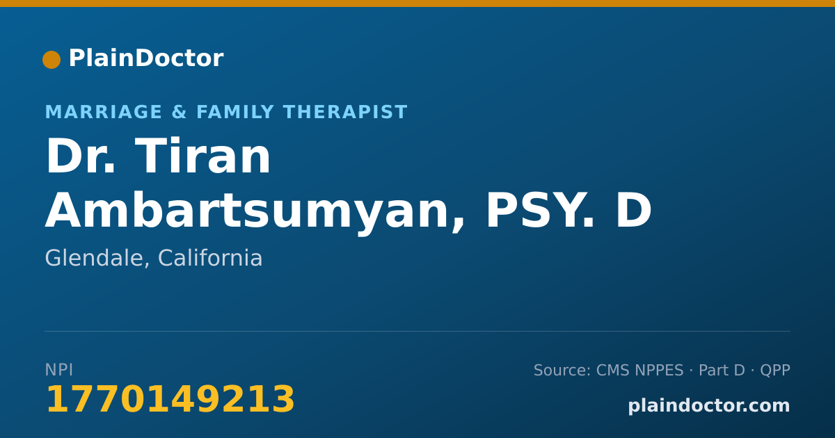 Shareable card for Tiran Ambartsumyan, PSY. D - Marriage & Family Therapist, Glendale, CA