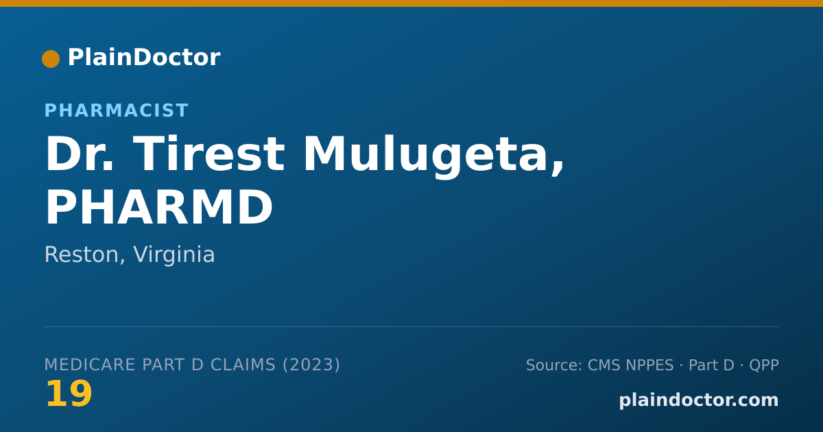 Shareable card for Tirest Mulugeta, PHARMD - Pharmacist, Reston, VA