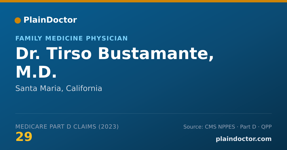 Shareable card for Tirso Bustamante, M.D. - Family Medicine Physician, Santa Maria, CA