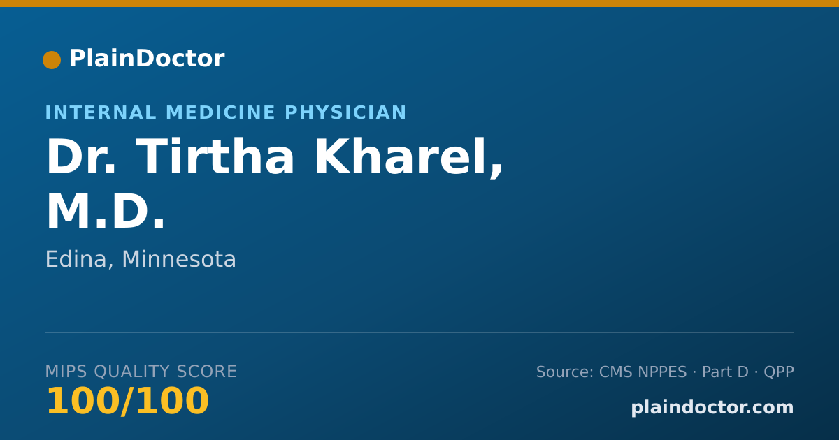 Shareable card for Tirtha Kharel, M.D. - Internal Medicine Physician, Edina, MN