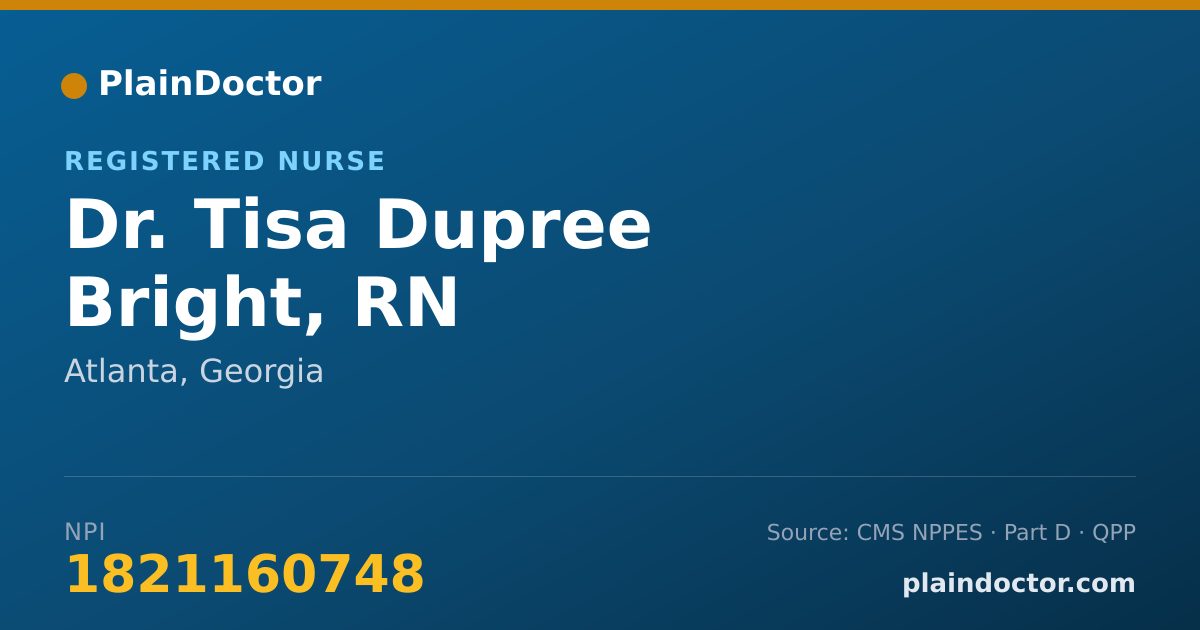 Shareable card for Tisa Dupree Bright, RN - Registered Nurse, Atlanta, GA