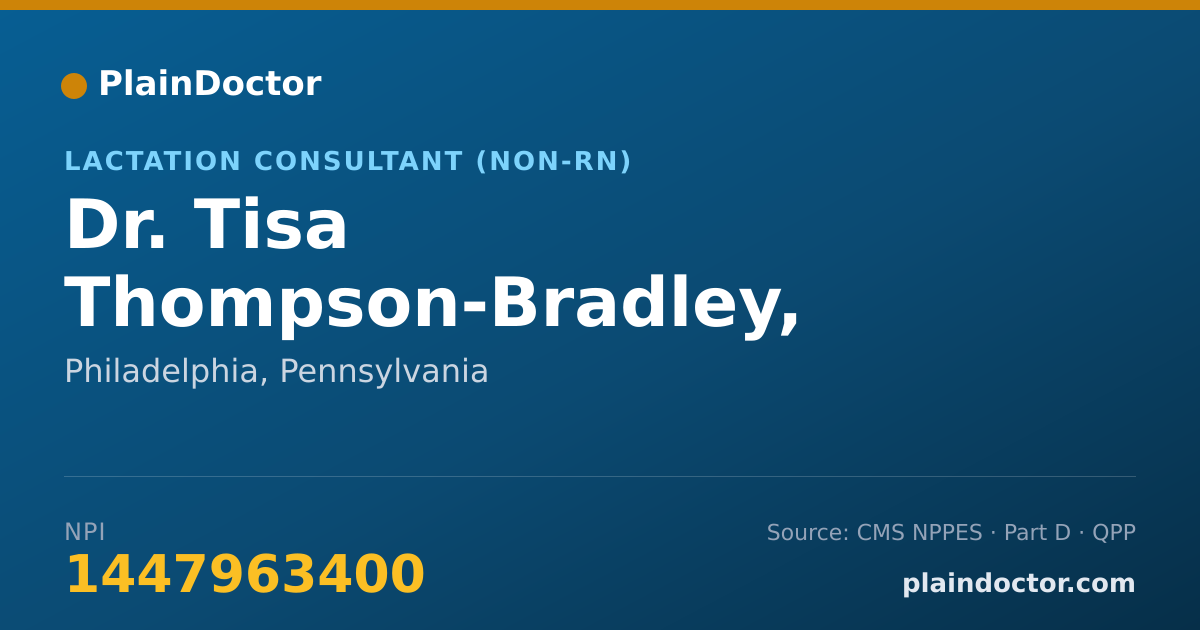 Shareable card for Tisa Thompson-Bradley, IBCLC - Lactation Consultant (Non-RN), Philadelphia, PA
