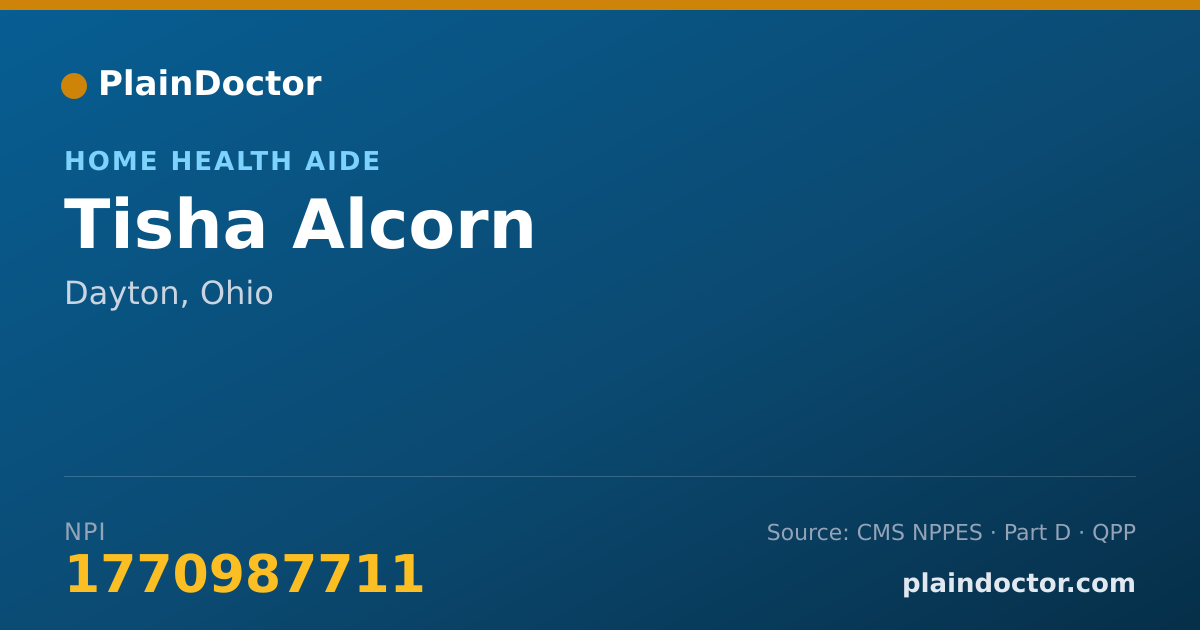 Shareable card for Tisha Alcorn - Home Health Aide, Dayton, OH