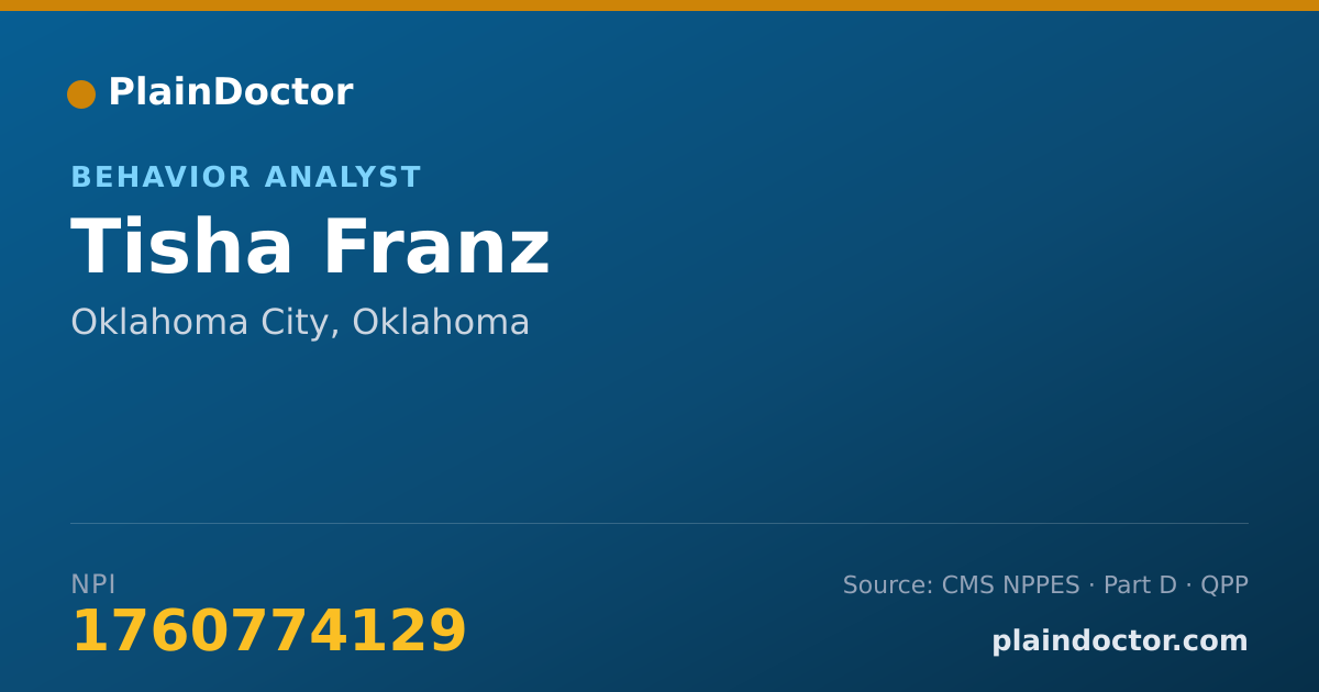 Shareable card for Tisha Franz - Behavior Analyst, Oklahoma City, OK