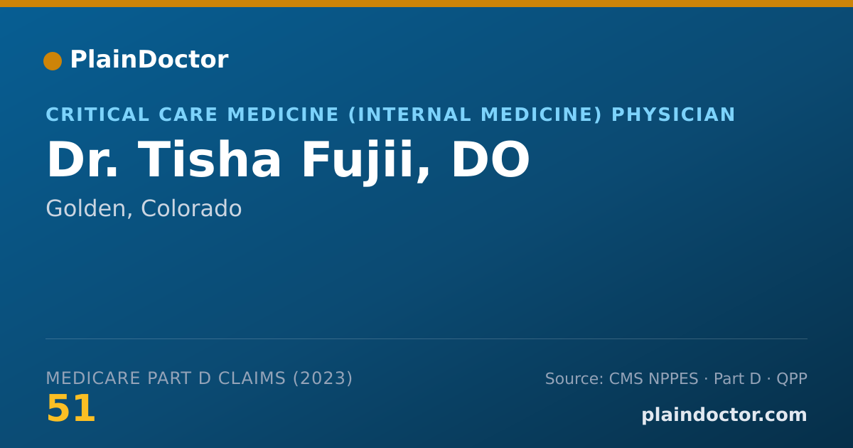 Shareable card for Tisha Fujii, DO - Critical Care Medicine (Internal Medicine) Physician, Golden, CO