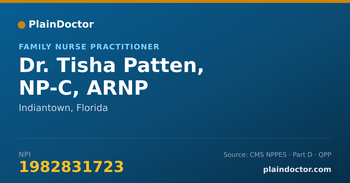 Shareable card for Tisha Patten, NP-C, ARNP - Family Nurse Practitioner, Indiantown, FL