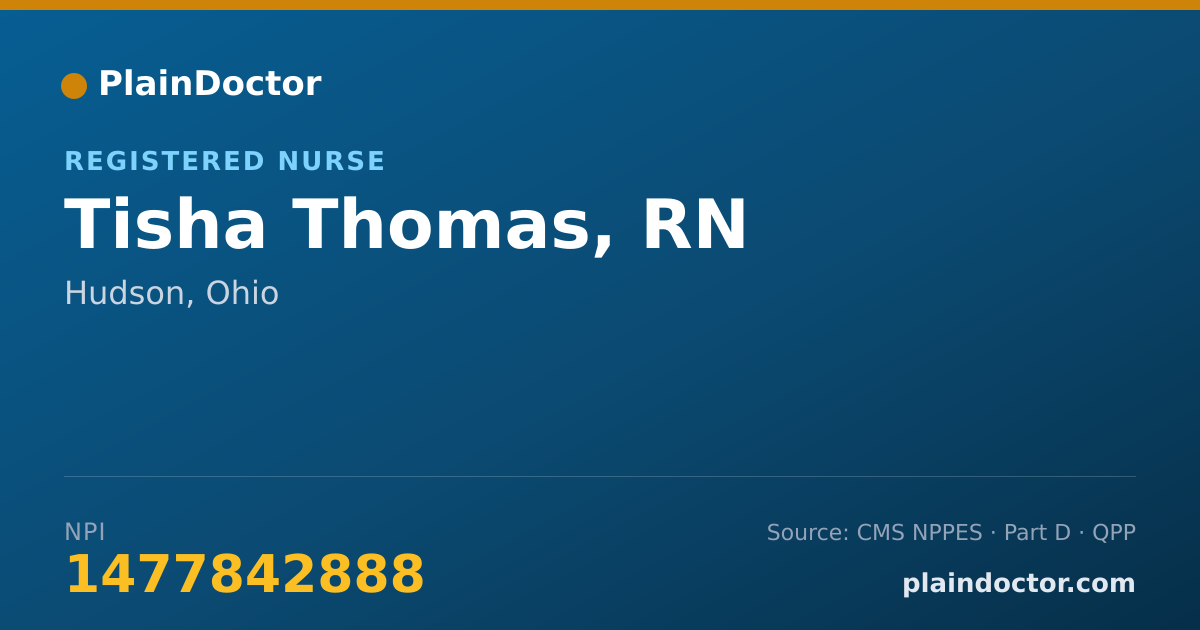 Shareable card for Tisha Thomas, RN - Registered Nurse, Hudson, OH