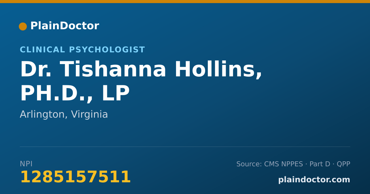 Shareable card for Tishanna Hollins, PH.D., LP - Clinical Psychologist, Arlington, VA