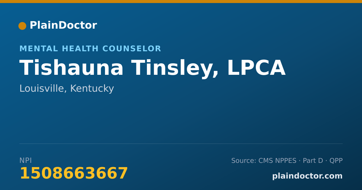 Shareable card for Tishauna Tinsley, LPCA - Mental Health Counselor, Louisville, KY