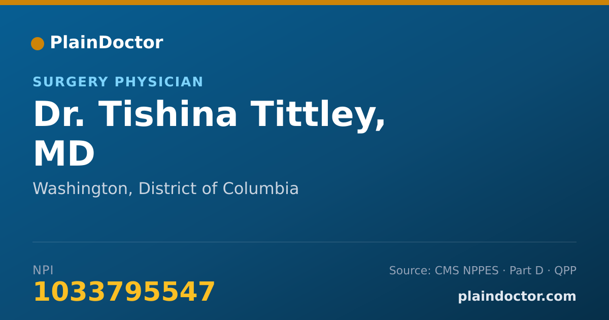 Shareable card for Tishina Tittley, MD - Surgery Physician, Washington, DC