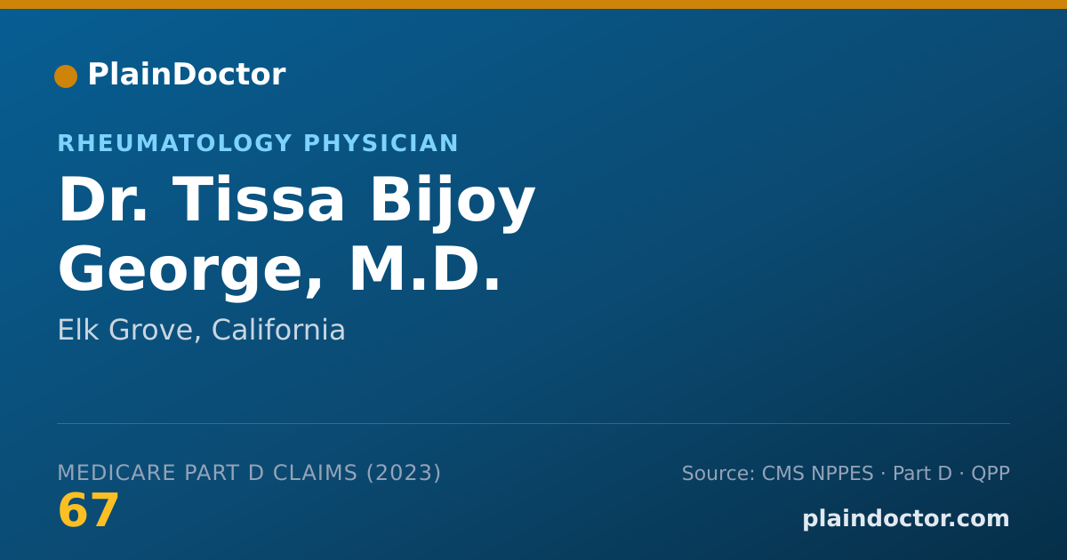 Shareable card for Tissa Bijoy George, M.D. - Rheumatology Physician, Elk Grove, CA