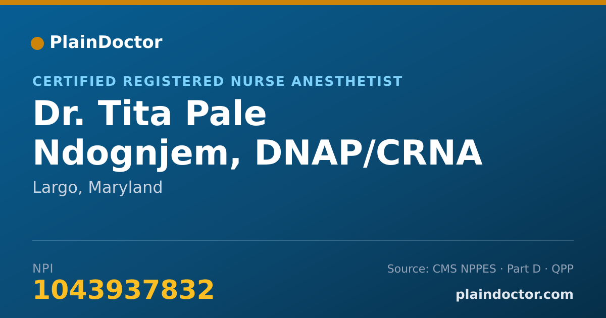 Shareable card for Tita Pale Ndognjem, DNAP/CRNA - Certified Registered Nurse Anesthetist, Largo, MD