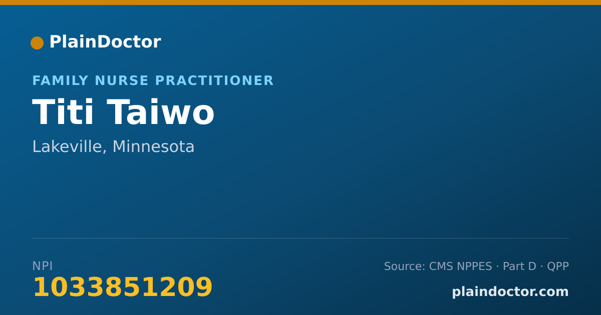 Shareable card for Titi Taiwo - Family Nurse Practitioner, Lakeville, MN
