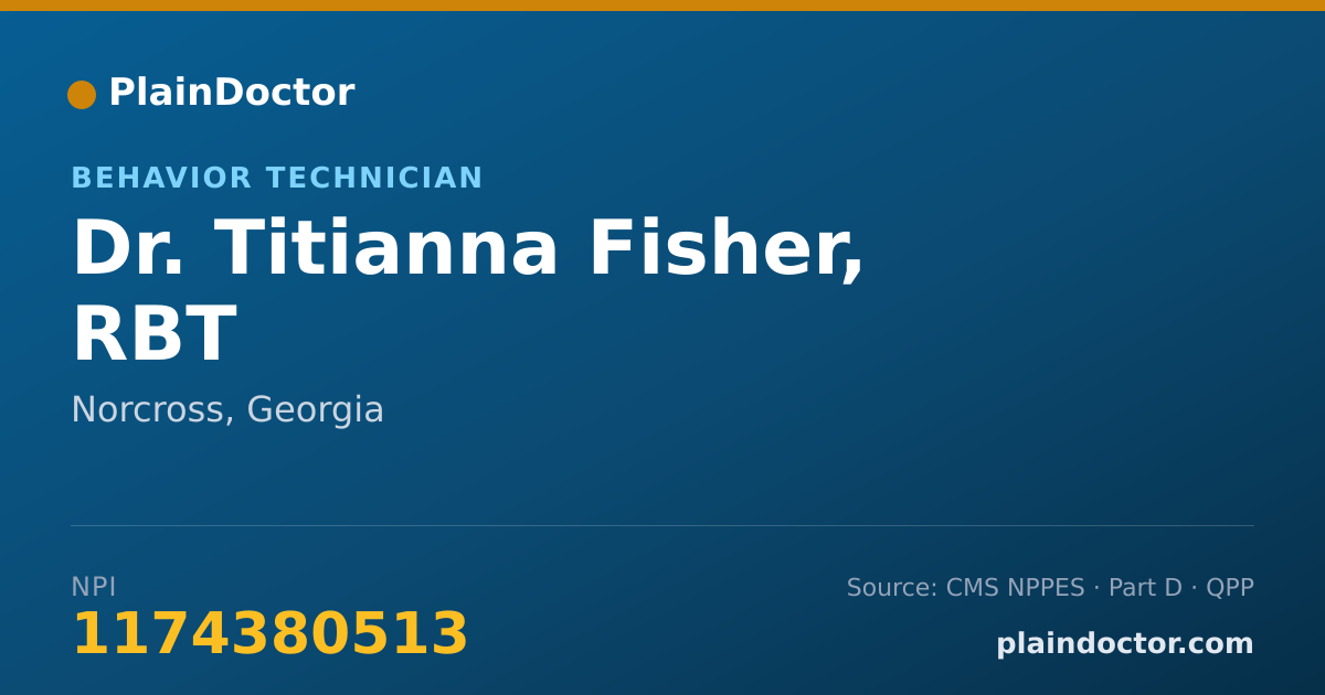 Shareable card for Titianna Fisher, RBT - Behavior Technician, Norcross, GA