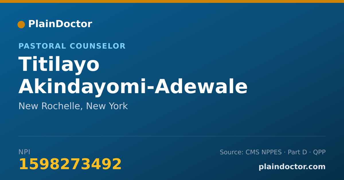 Shareable card for Titilayo Akindayomi-Adewale - Pastoral Counselor, New Rochelle, NY