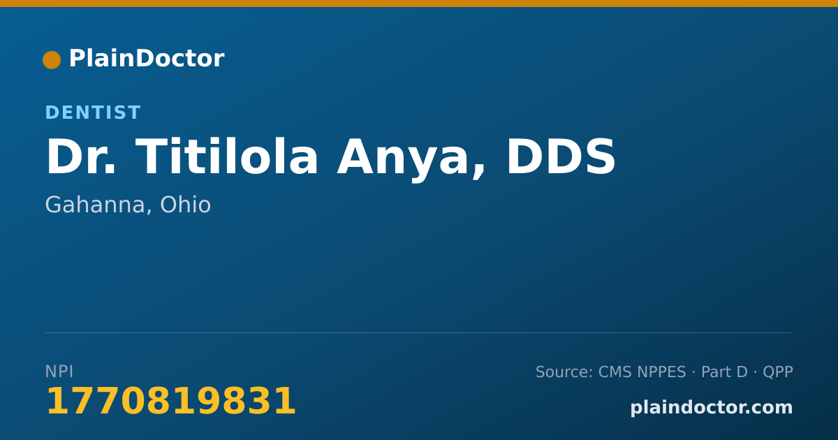 Shareable card for Titilola Anya, DDS - Dentist, Gahanna, OH