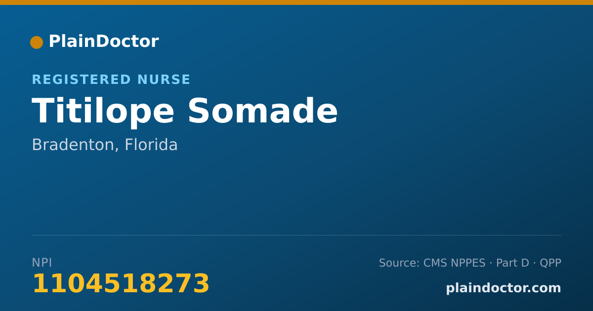 Shareable card for Titilope Somade - Registered Nurse, Bradenton, FL