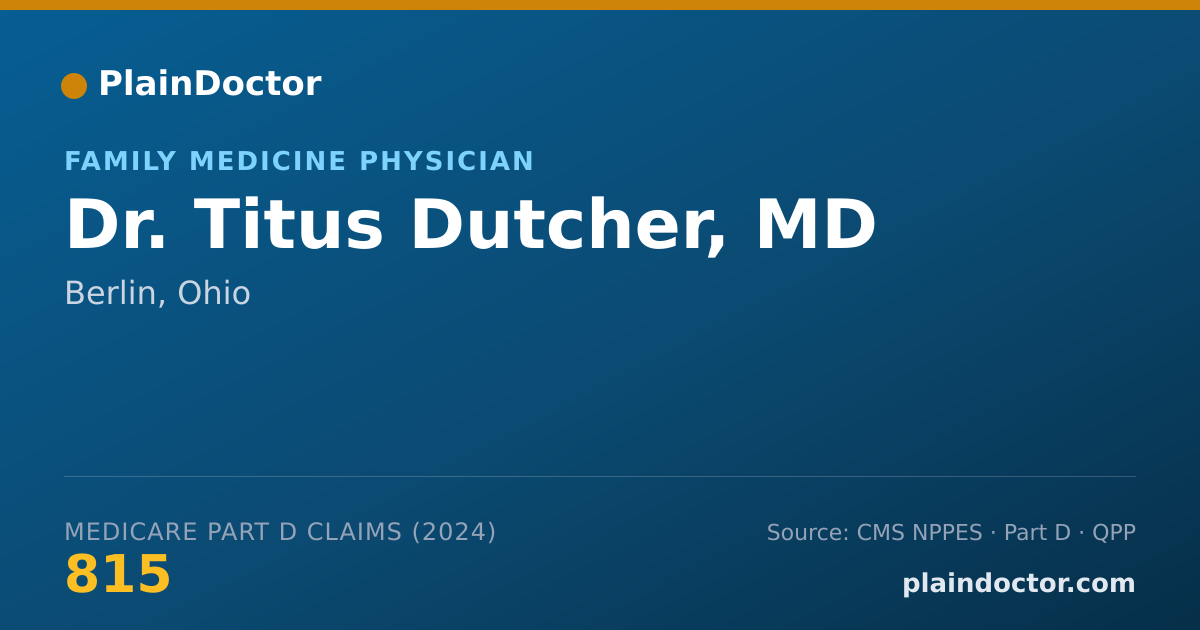 Shareable card for Titus Dutcher, MD - Family Medicine Physician, Berlin, OH