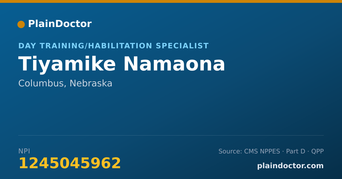 Shareable card for Tiyamike Namaona - Day Training/Habilitation Specialist, Columbus, NE