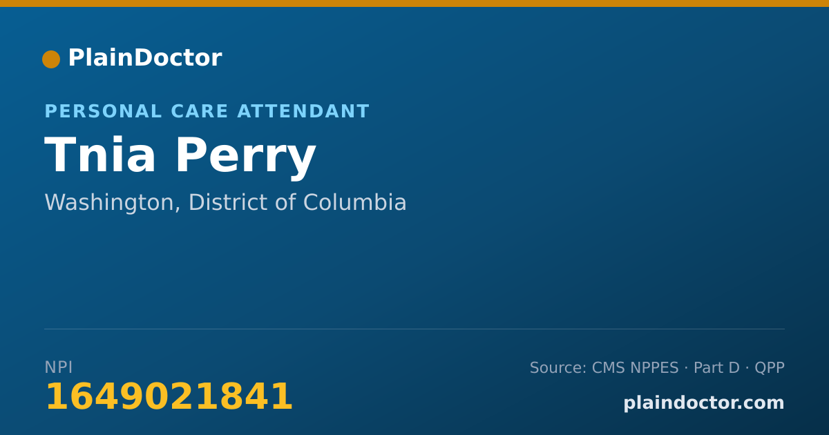 Shareable card for Tnia Perry - Personal Care Attendant, Washington, DC