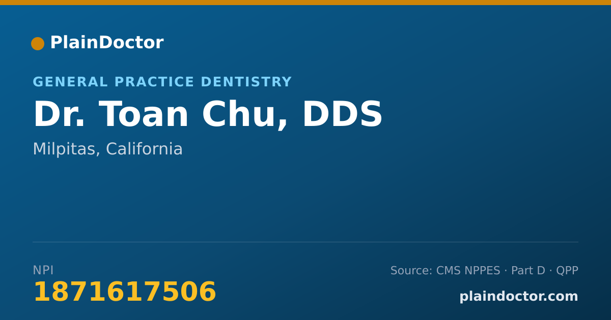 Shareable card for Toan Chu, DDS - General Practice Dentistry, Milpitas, CA
