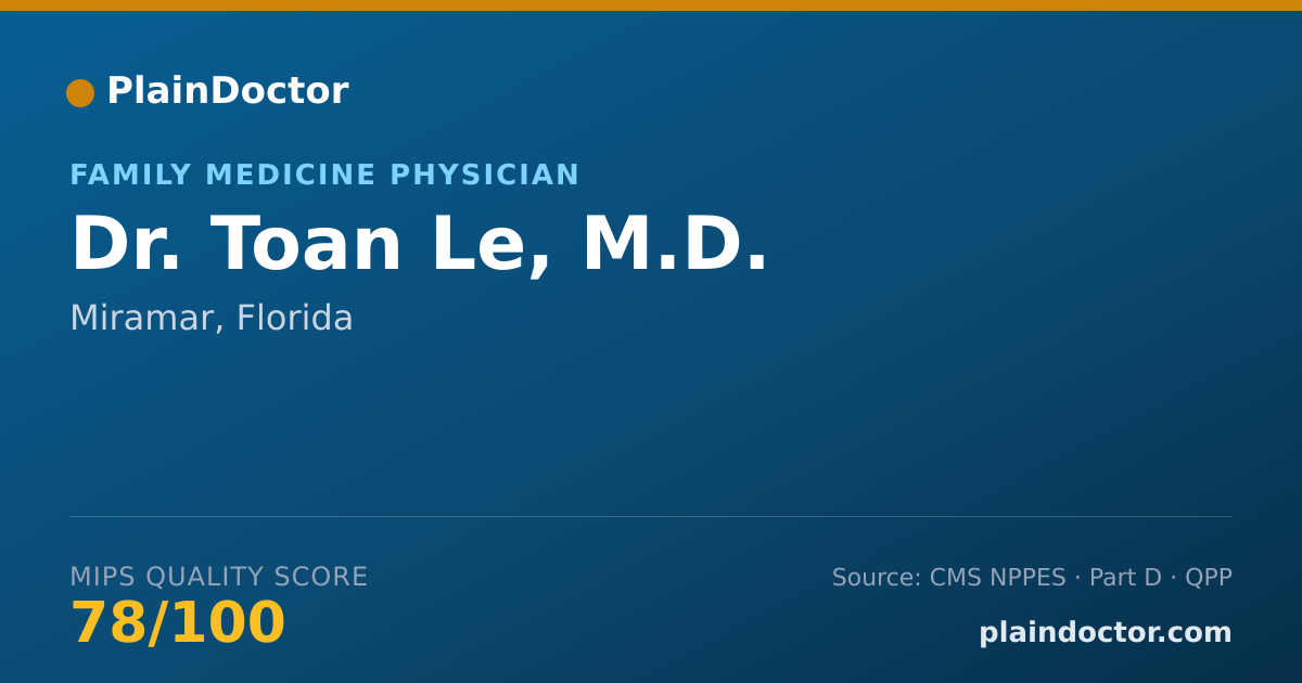 Shareable card for Toan Le, M.D. - Family Medicine Physician, Miramar, FL