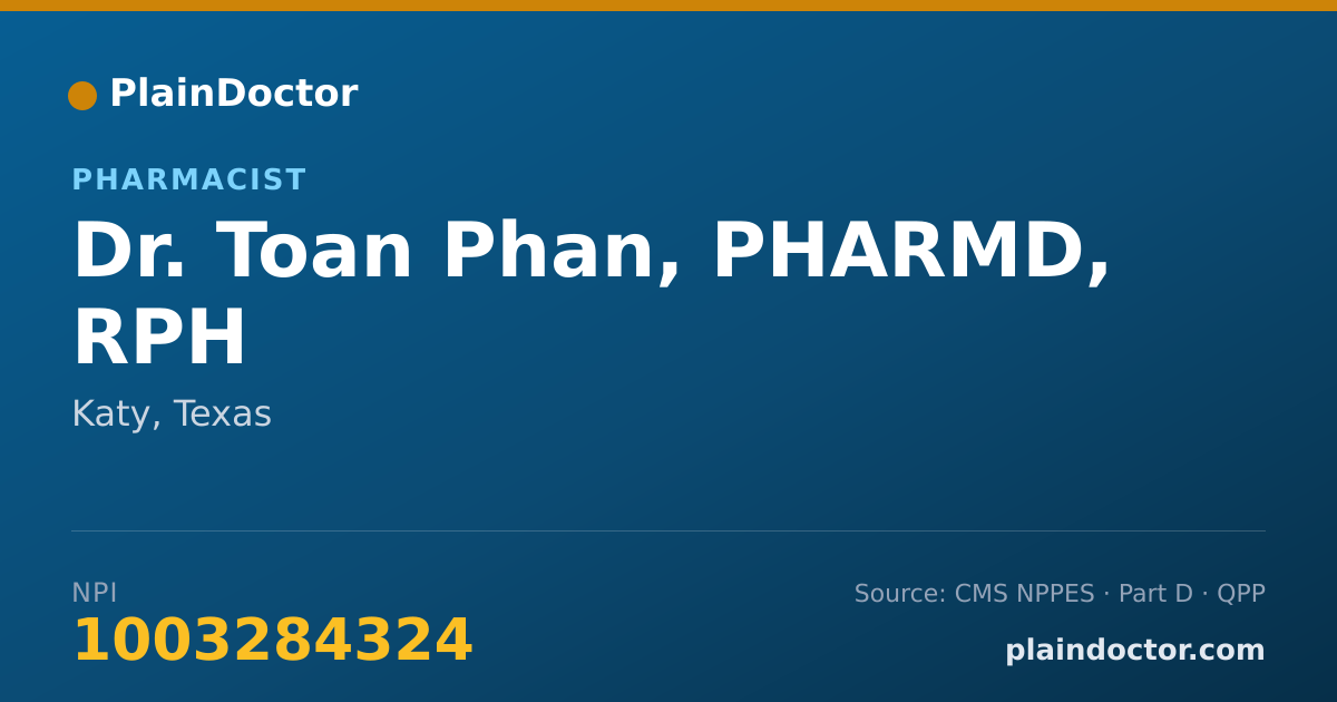 Shareable card for Toan Phan, PHARMD, RPH - Pharmacist, Katy, TX
