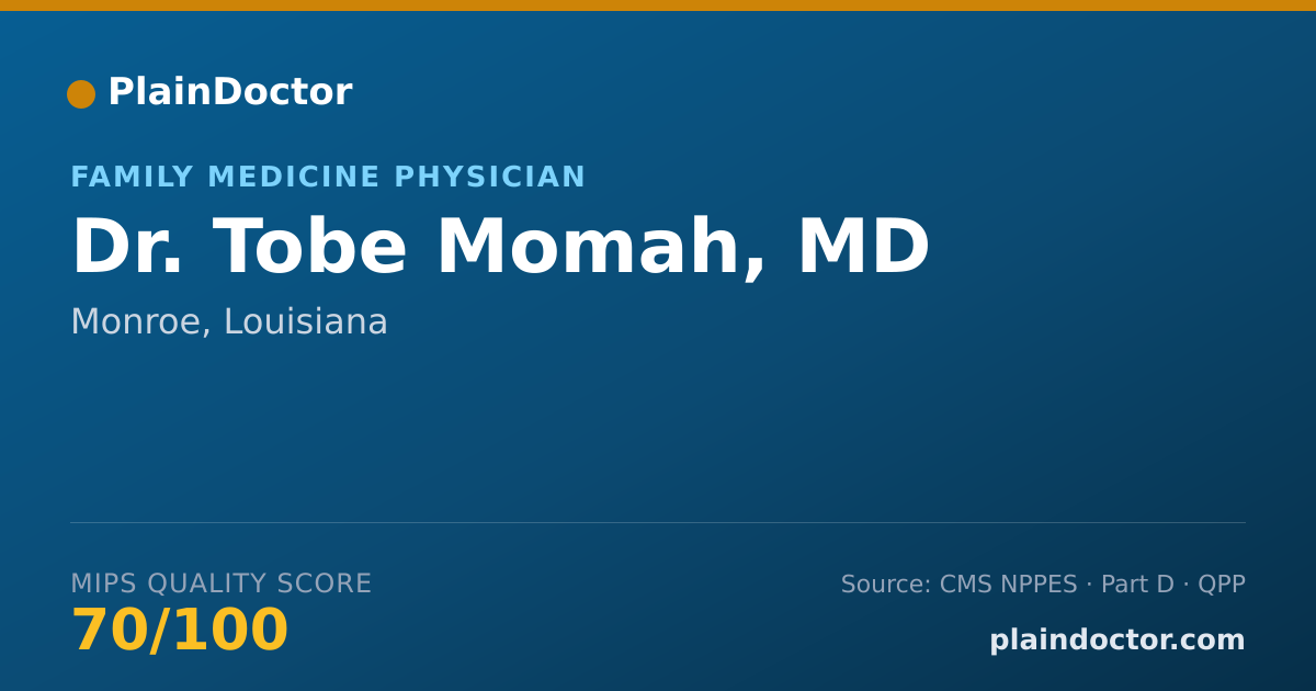 Shareable card for Tobe Momah, MD - Family Medicine Physician, Monroe, LA
