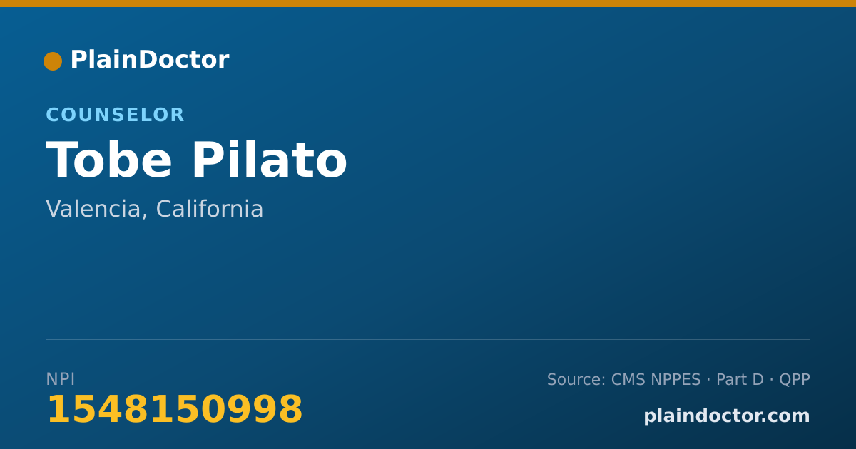 Shareable card for Tobe Pilato - Counselor, Valencia, CA