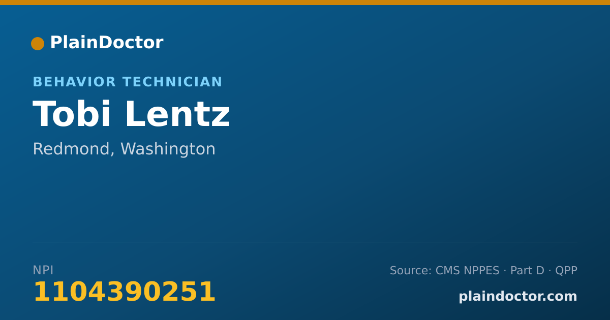 Shareable card for Tobi Lentz - Behavior Technician, Redmond, WA