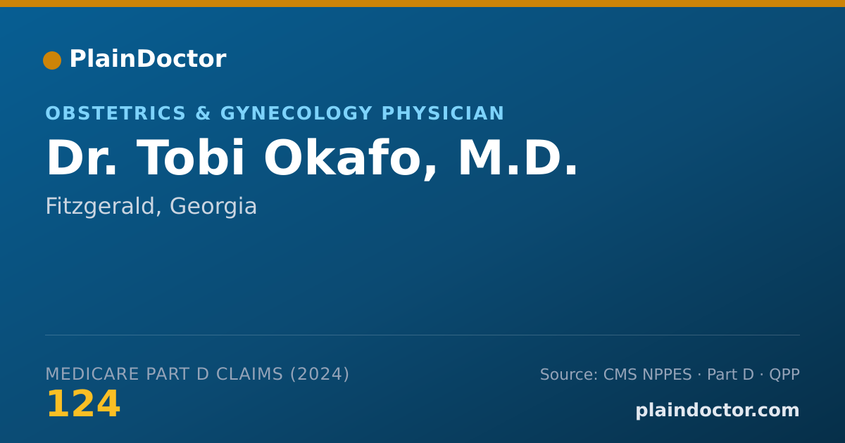 Shareable card for Tobi Okafo, M.D. - Obstetrics & Gynecology Physician, Fitzgerald, GA