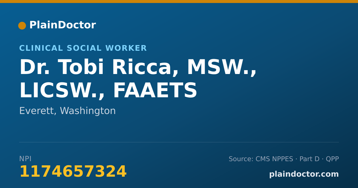 Shareable card for Tobi Ricca, MSW., LICSW., FAAETS - Clinical Social Worker, Everett, WA