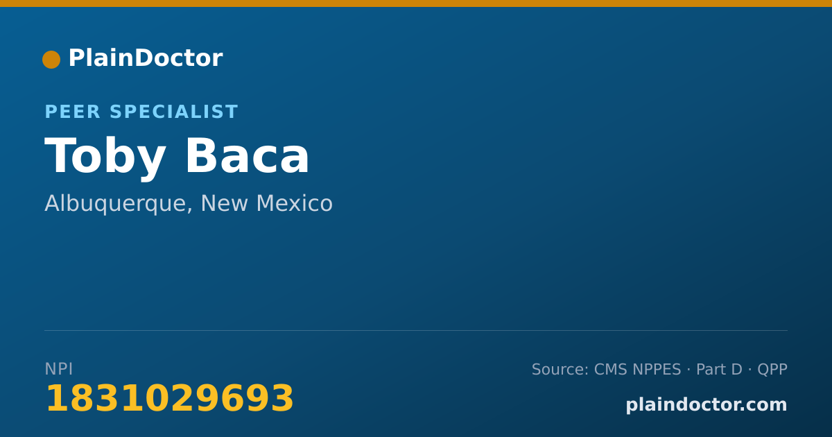 Shareable card for Toby Baca - Peer Specialist, Albuquerque, NM