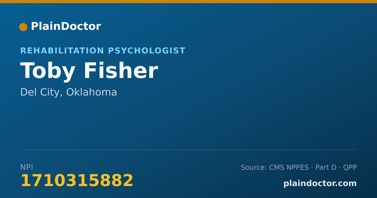 Shareable card for Toby Fisher - Rehabilitation Psychologist, Del City, OK