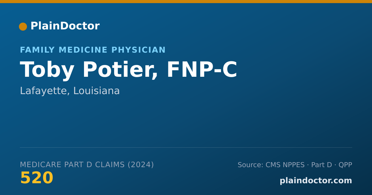 Shareable card for Toby Potier, FNP-C - Family Medicine Physician, Lafayette, LA
