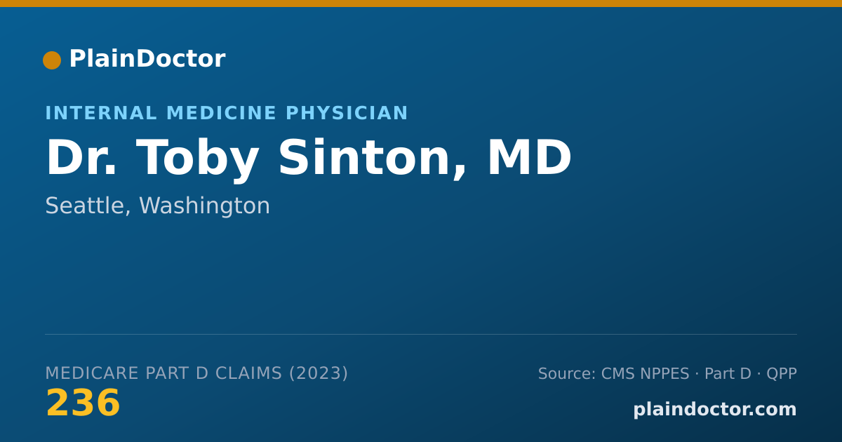 Shareable card for Toby Sinton, MD - Internal Medicine Physician, Seattle, WA