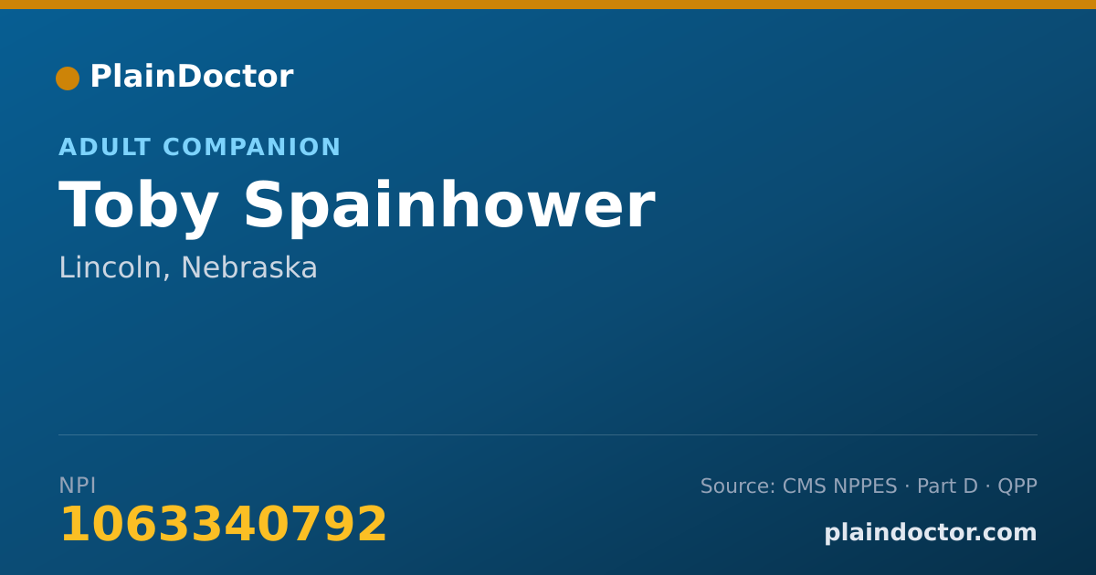 Shareable card for Toby Spainhower - Adult Companion, Lincoln, NE