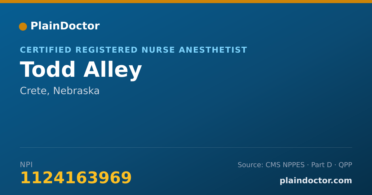 Shareable card for Todd Alley - Certified Registered Nurse Anesthetist, Crete, NE