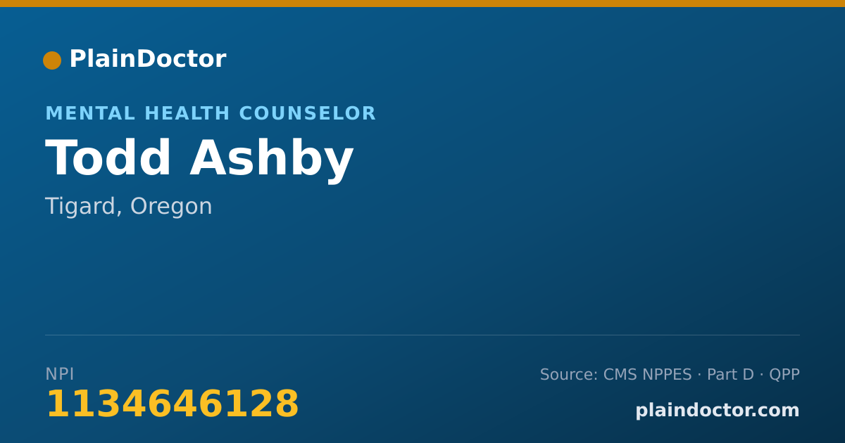 Shareable card for Todd Ashby - Mental Health Counselor, Tigard, OR
