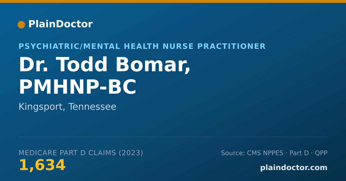 Shareable card for Todd Bomar, PMHNP-BC - Psychiatric/Mental Health Nurse Practitioner, Kingsport, TN