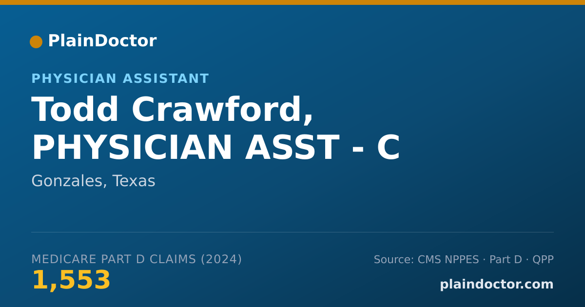 Shareable card for Todd Crawford, PHYSICIAN ASST - C - Specialist, Gonzales, TX