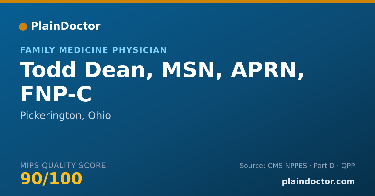 Shareable card for Todd Dean, MSN, APRN, FNP-C - Family Medicine Physician, Pickerington, OH
