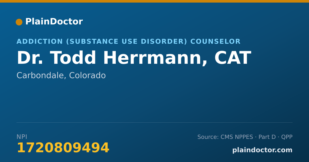 Shareable card for Todd Herrmann, CAT - Addiction (Substance Use Disorder) Counselor, Carbondale, CO