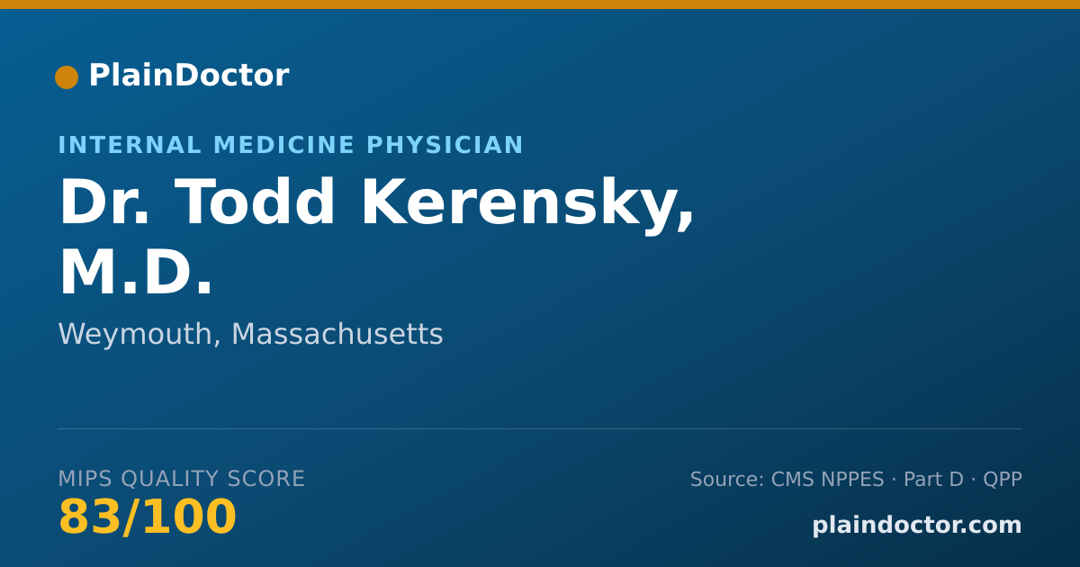 Shareable card for Todd Kerensky, M.D. - Internal Medicine Physician, Weymouth, MA