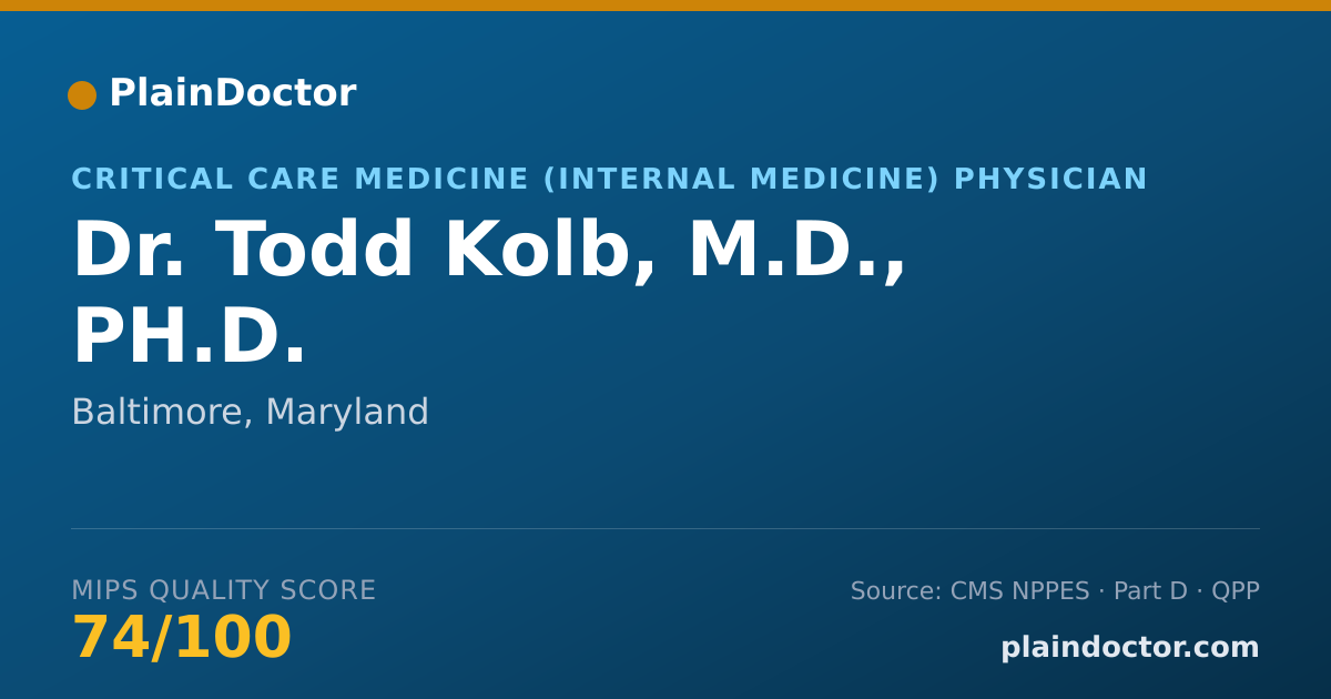 Shareable card for Todd Kolb, M.D., PH.D. - Critical Care Medicine (Internal Medicine) Physician, Baltimore, MD