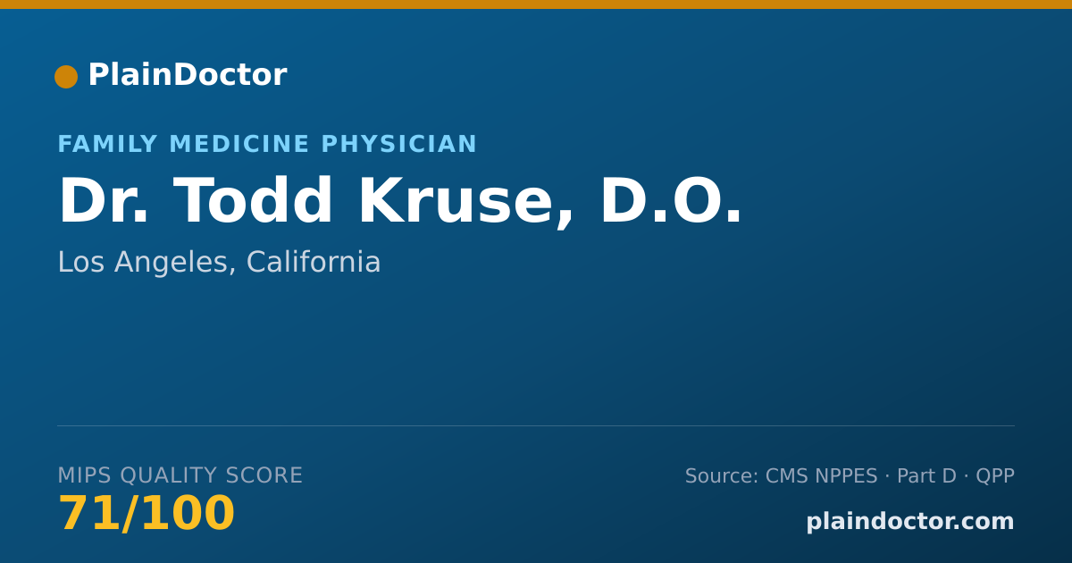 Shareable card for Todd Kruse, D.O. - Family Medicine Physician, Los Angeles, CA