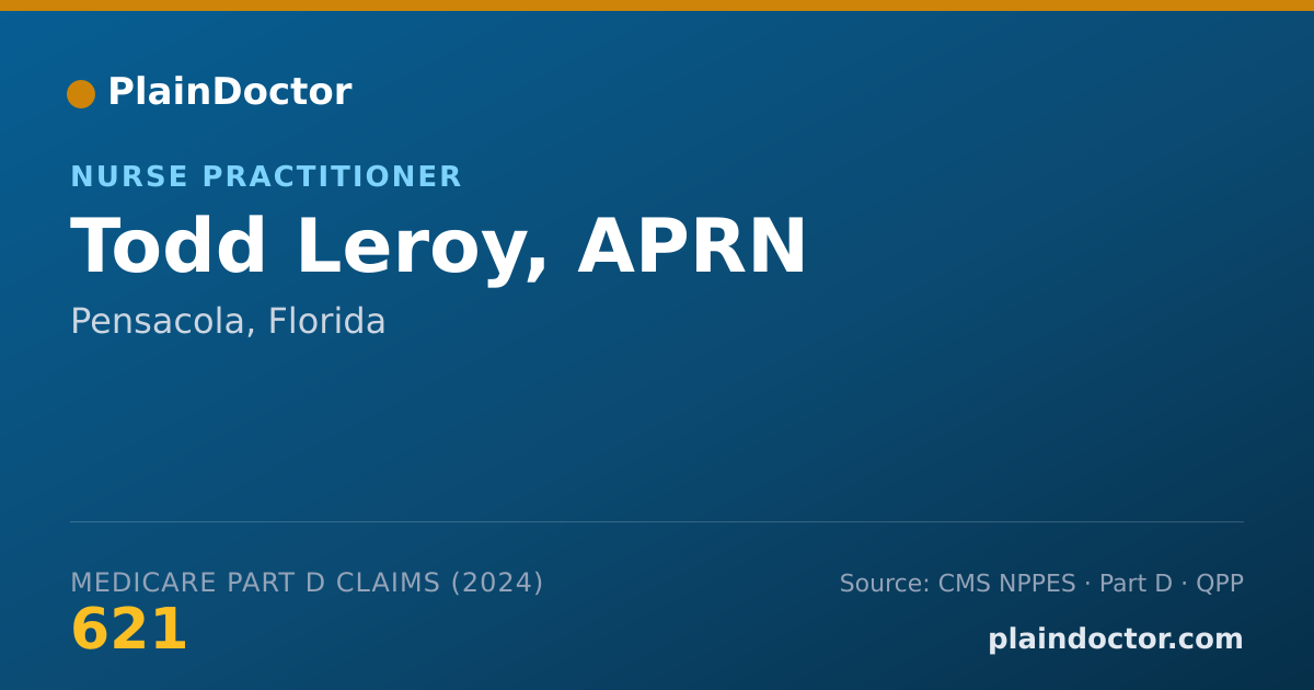 Shareable card for Todd Leroy, APRN - Nurse Practitioner, Pensacola, FL