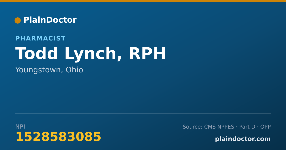 Shareable card for Todd Lynch, RPH - Pharmacist, Youngstown, OH