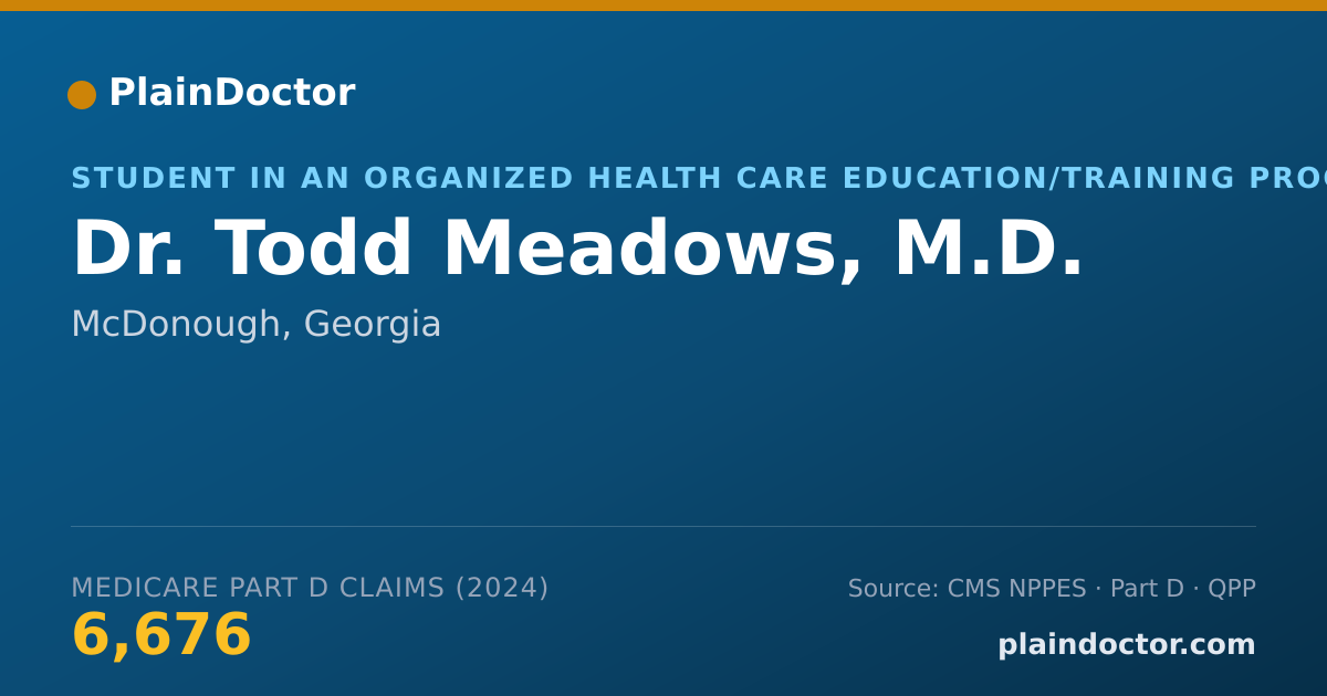 Shareable card for Todd Meadows, M.D. - Student in an Organized Health Care Education/Training Program, McDonough, GA