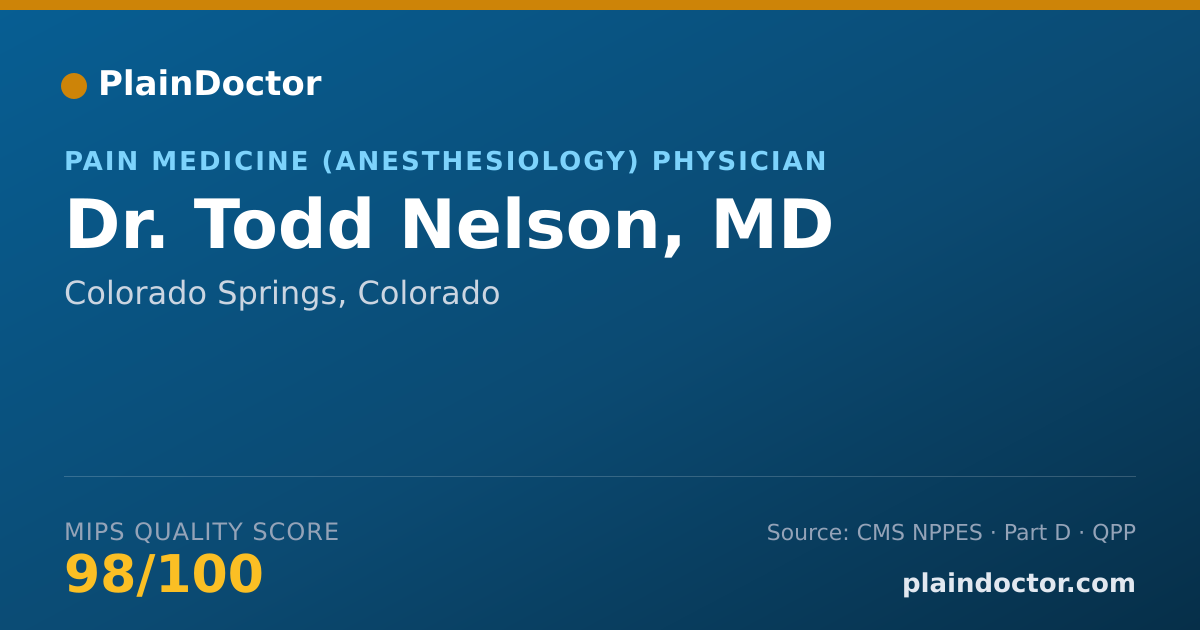 Shareable card for Todd Nelson, MD - Pain Medicine (Anesthesiology) Physician, Colorado Springs, CO